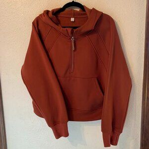 Dark Orange Half-Zip Pullover Hoodie - Womens Size Large